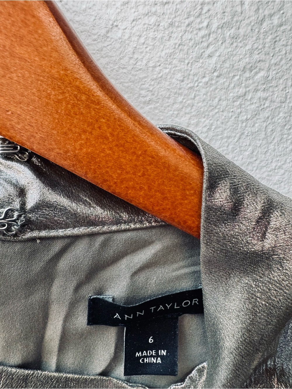 Ann Taylor Metallic Silver One-Shoulder Pleated Midi Dress - Picture 3 of 3